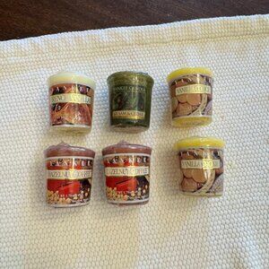 Yankee Candle Votive Lot of 6 Vanilla Cookie Hazlenut Balsam Cedar Vanilla